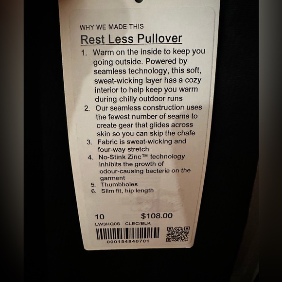 Lululemon Rest Less Pullover Cable Black Sz 10 - Picture 5 of 5